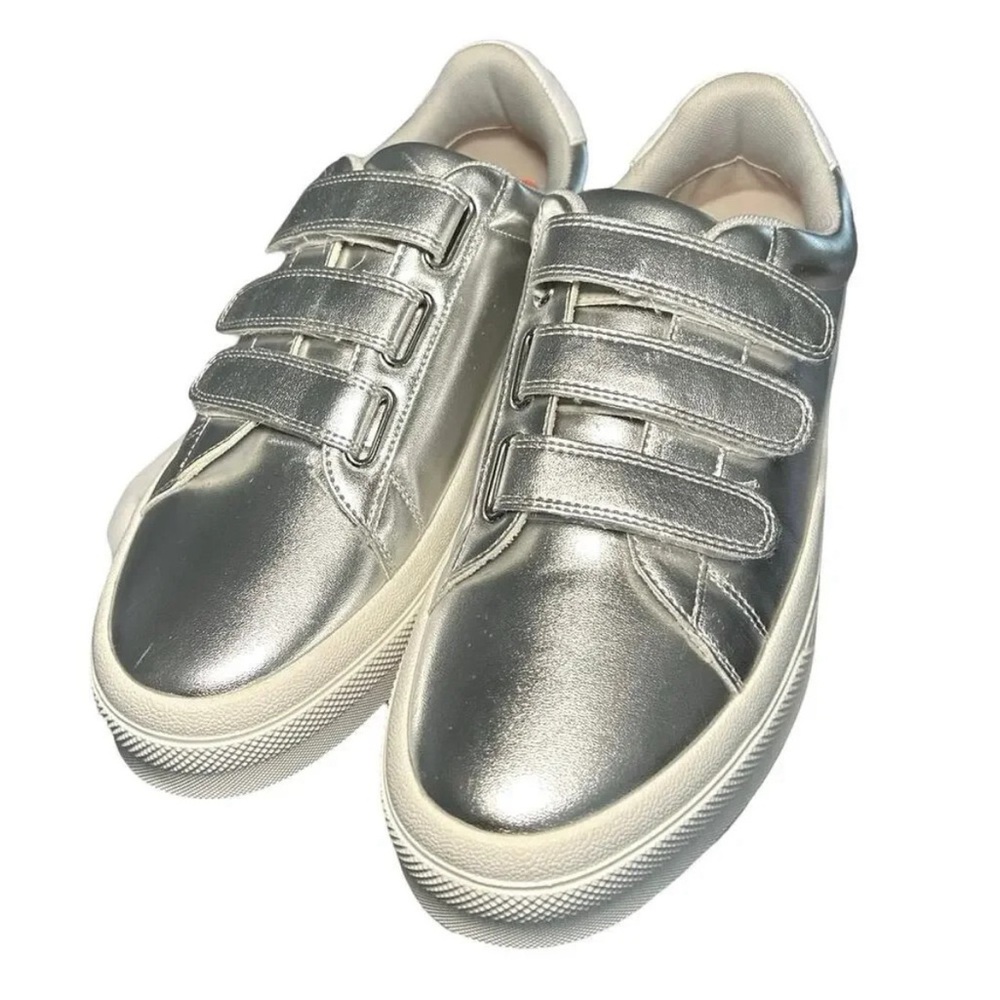 NWOT J Slides Women’s Gennie Leather Platform Sneakers Silver Size 9.5